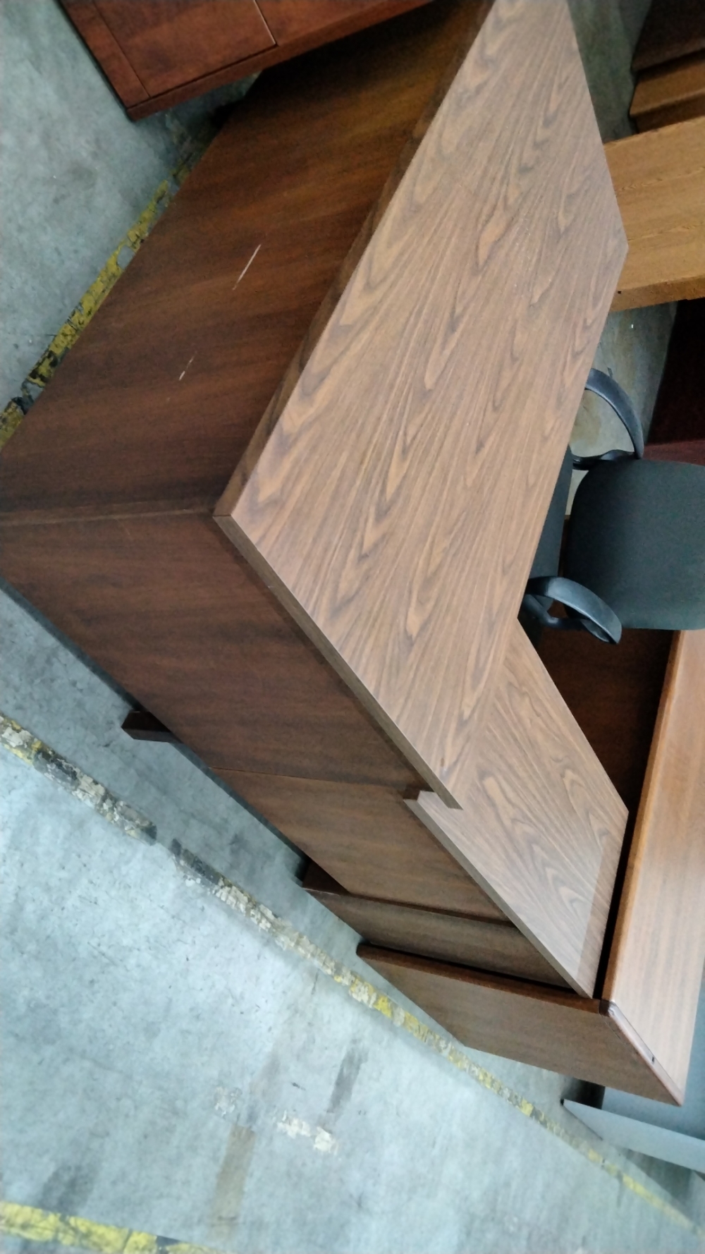  Walnut wood veneer left hand return desk